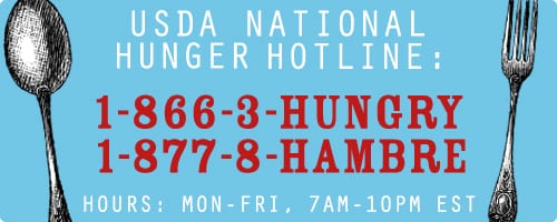 Hunger hotline banner