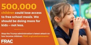 Infographic showing 500,000 children would lose food access under Trump Administration plan