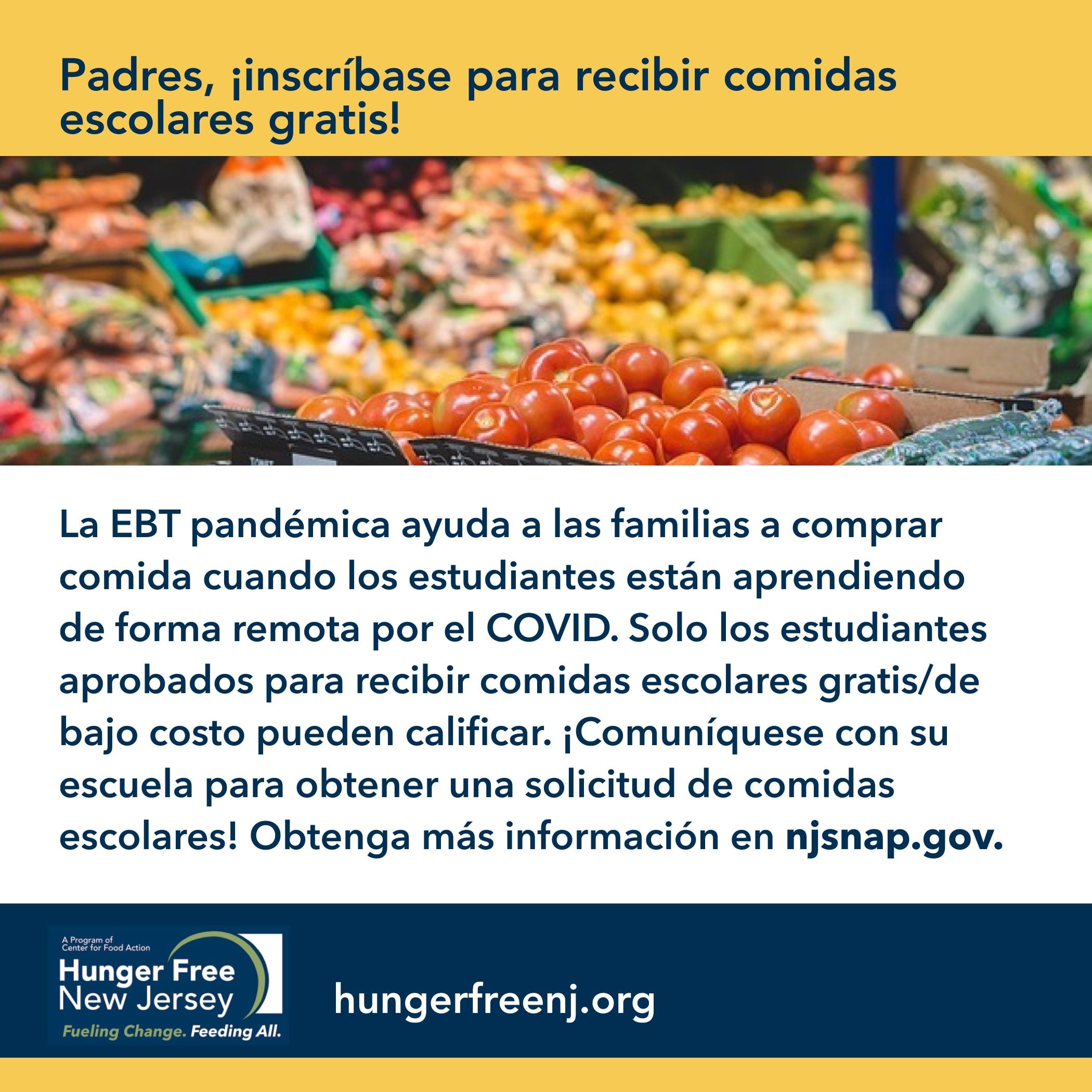 Read more about the article Padres, ¡inscríbase para recibir comidas escolares gratis!