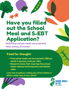 Have you filled out your School Meal and Summer EBT Application?