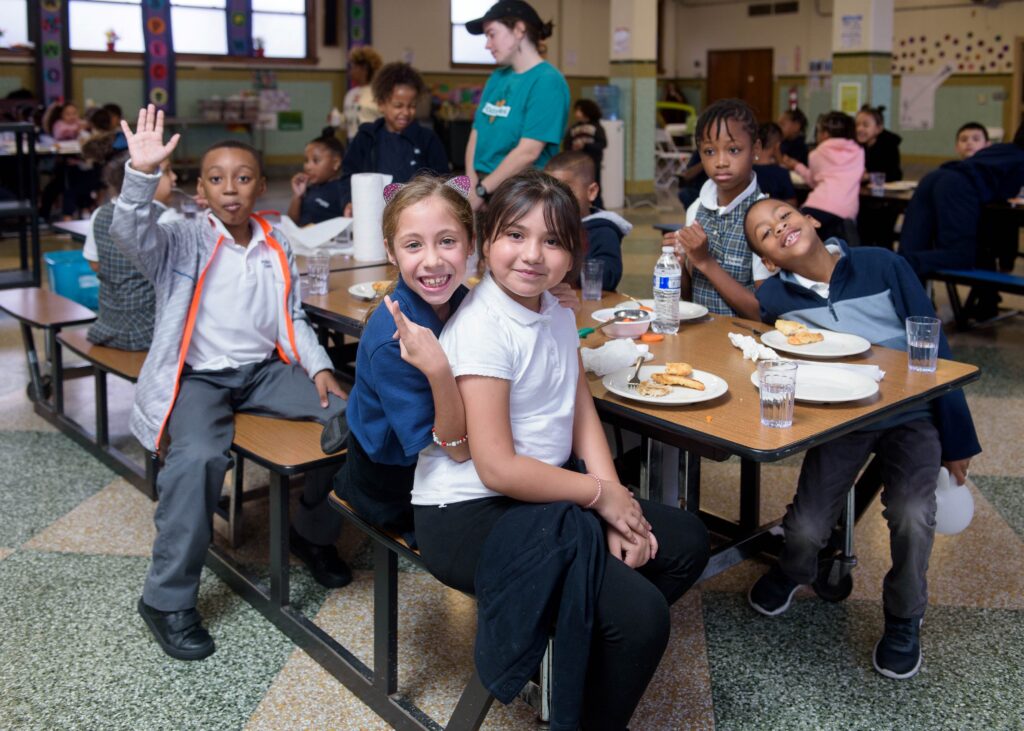 School children enjoying lunch. Credit Ian Douglas